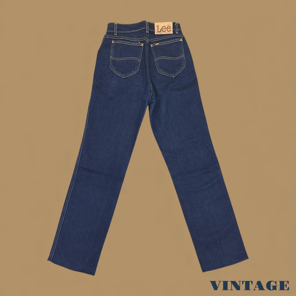 Vintage Lee Straight Leg Raw Hem Boyfriend Jeans Dark Blue W26 L30