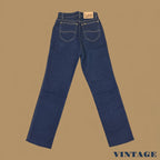Vintage Lee Straight Leg Raw Hem Boyfriend Jeans Dark Blue W26 L30