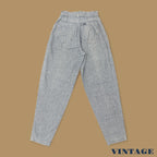 Vintage 80s Lee Tapered Leg Paperbag Distressed Mom Jeans Mid Blue W25 L30