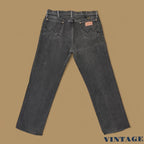 Vintage Wrangler USA Made Raw Hem Straight Leg Ankle Jeans Charcoal Black W35 L29