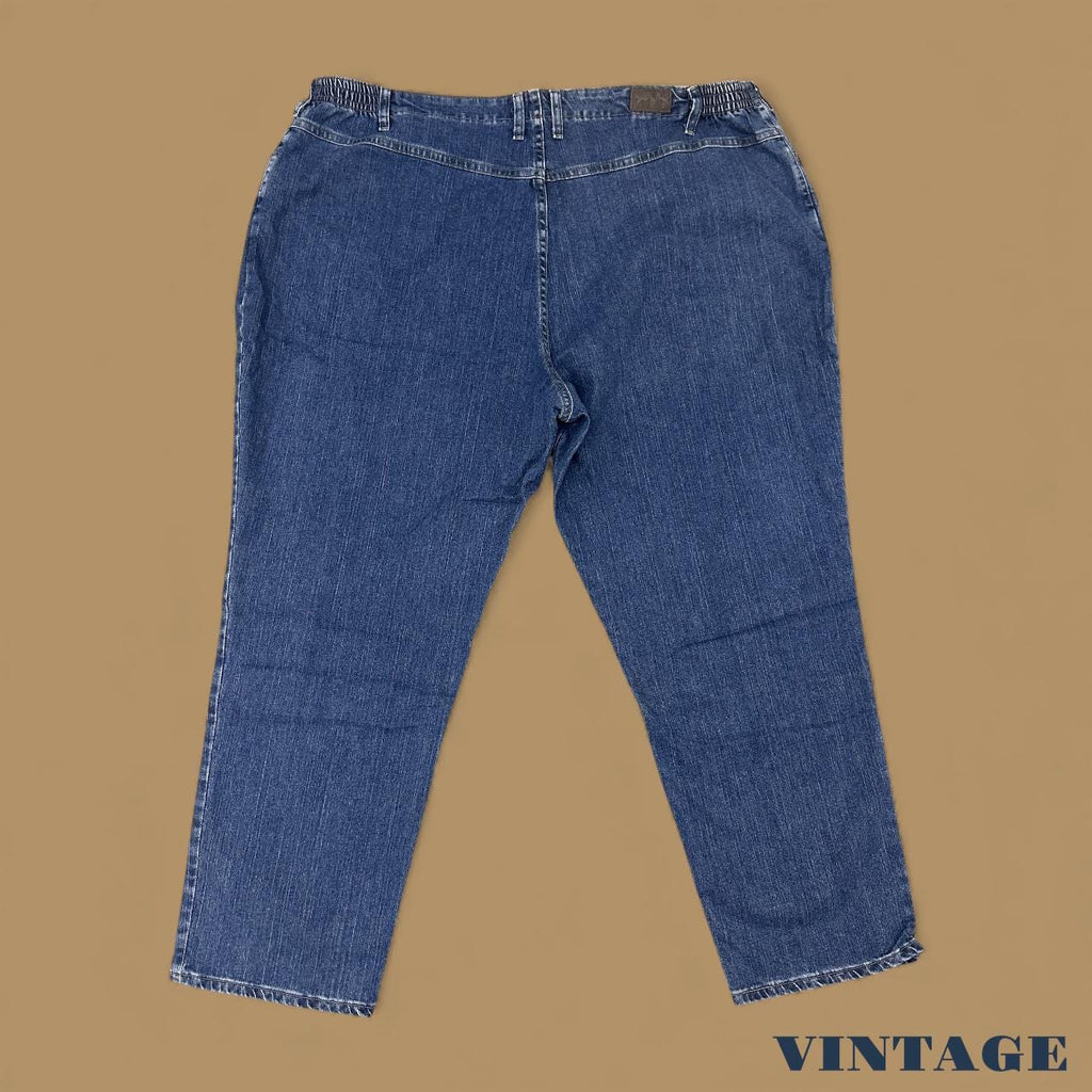 Vintage 90s Lee Elastic Waist Tapered Leg Mom Jeans Dark Blue W48 L30