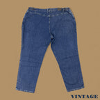 Vintage 90s Lee Elastic Waist Tapered Leg Mom Jeans Dark Blue W48 L30