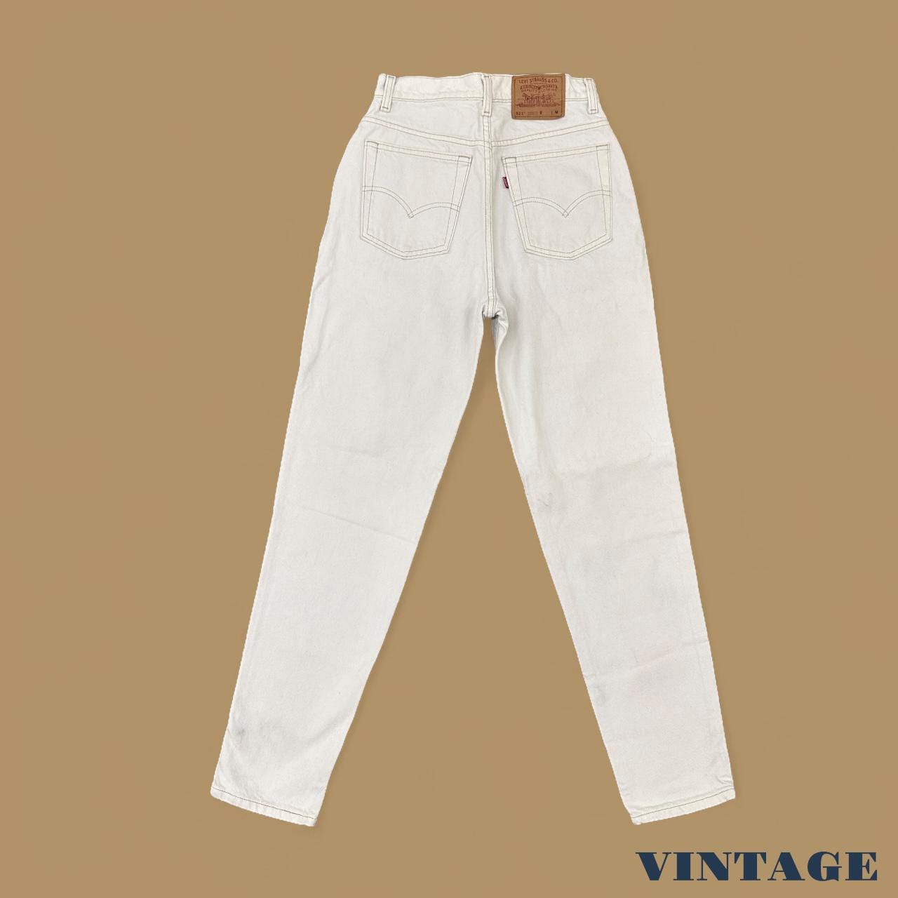Vintage 80s Levi's 521 USA Made Distressed Tapered Mom Jeans White W28 L30