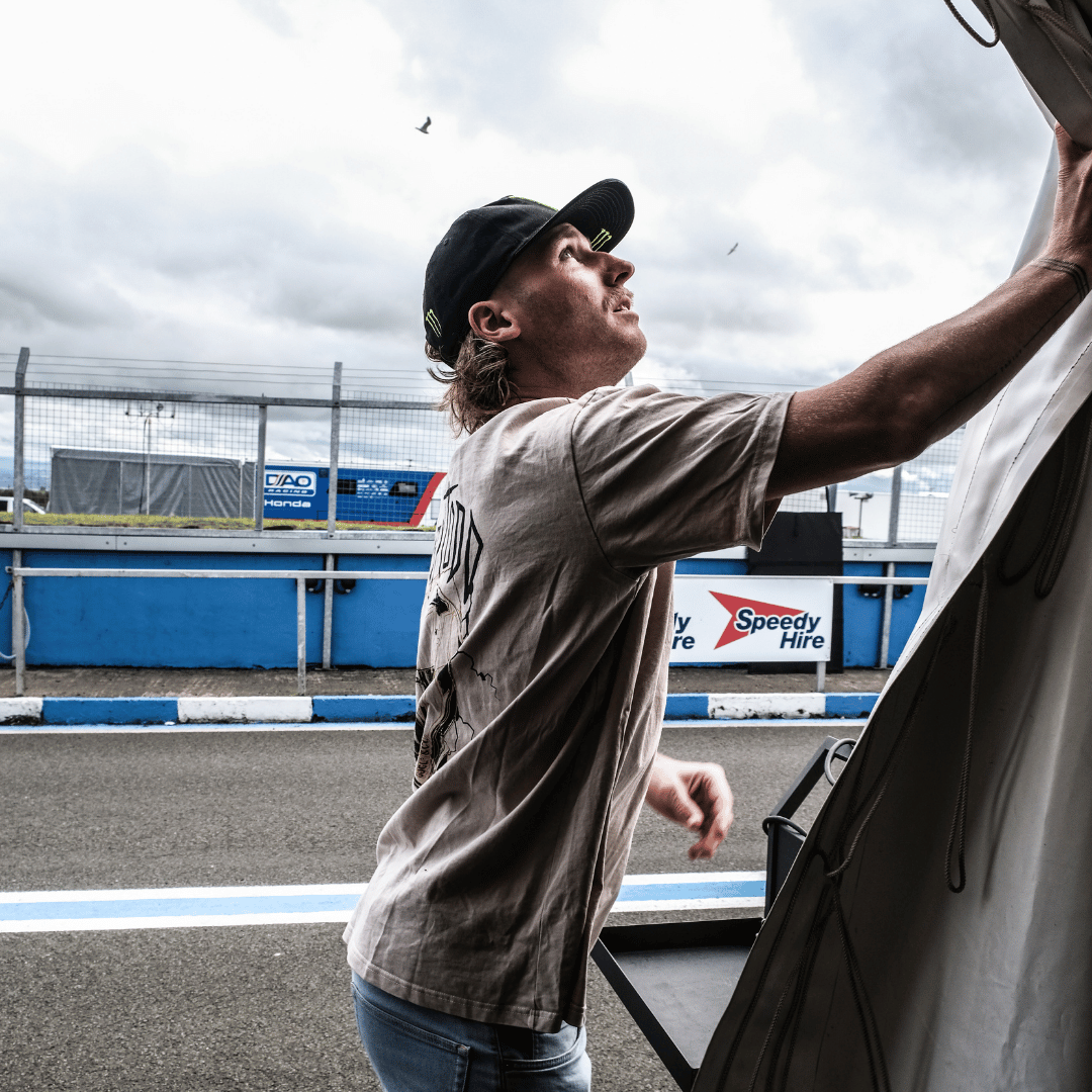 Davey Todd ‘Lightning Bolt’ Beige Tee