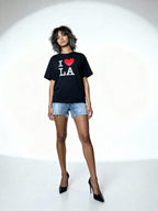 Original Vintage I Heart LA Black Printed T-Shirt UK 6 - 12