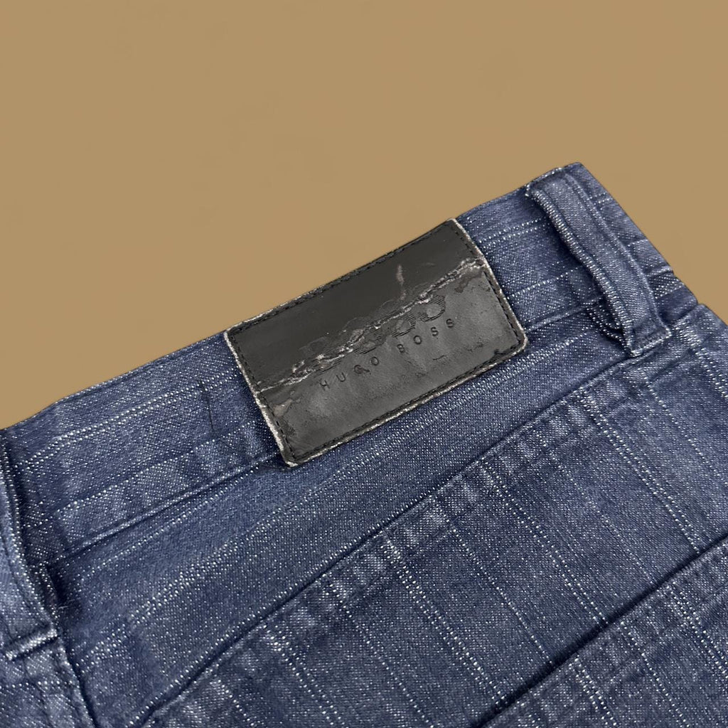 Vintage Hugo Boss Montana Straight Pinstripe Jeans Dark Blue W32 L32
