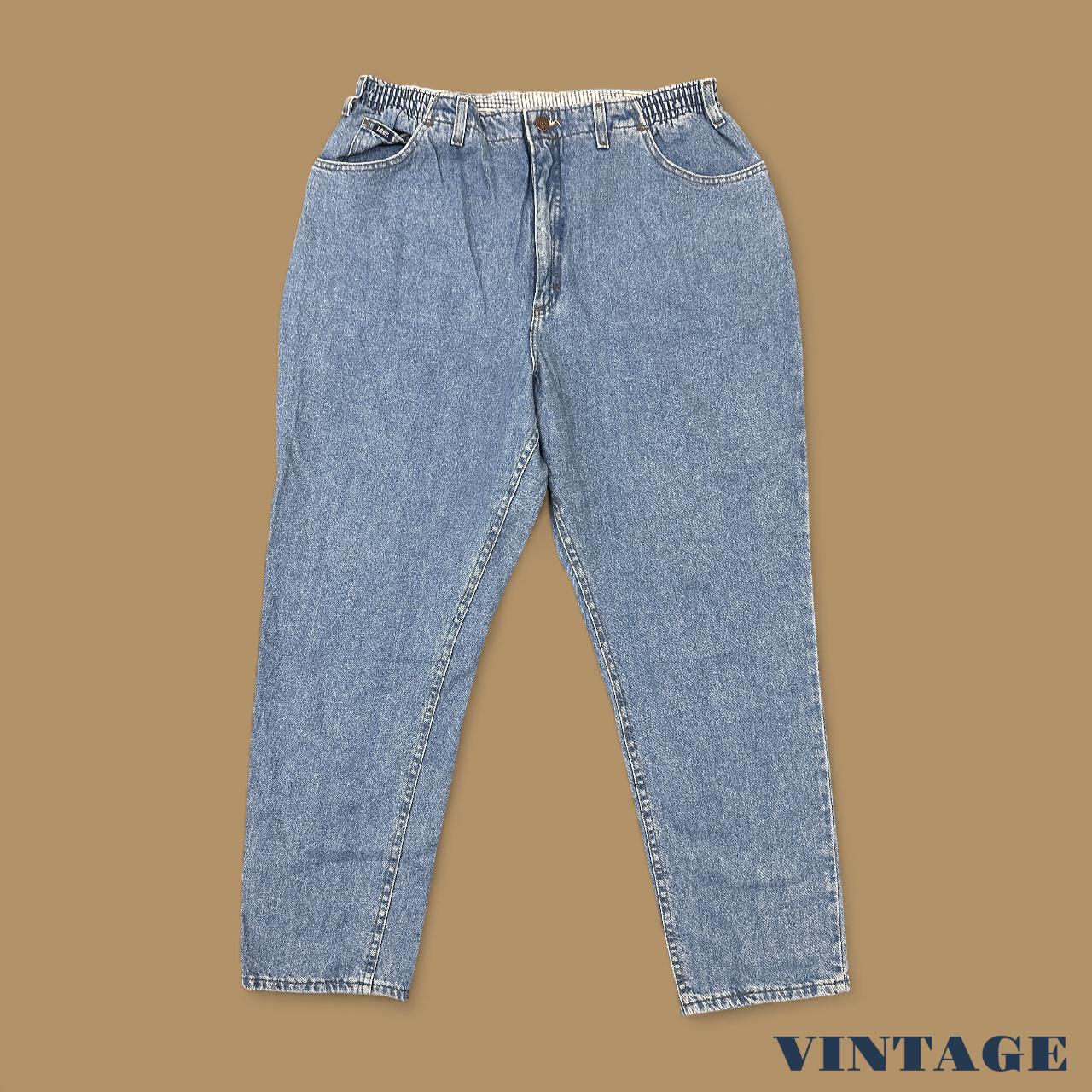 Vintage 90s Lee Elastic Waist Tapered Leg Mom Jeans Mid Blue W36 L30
