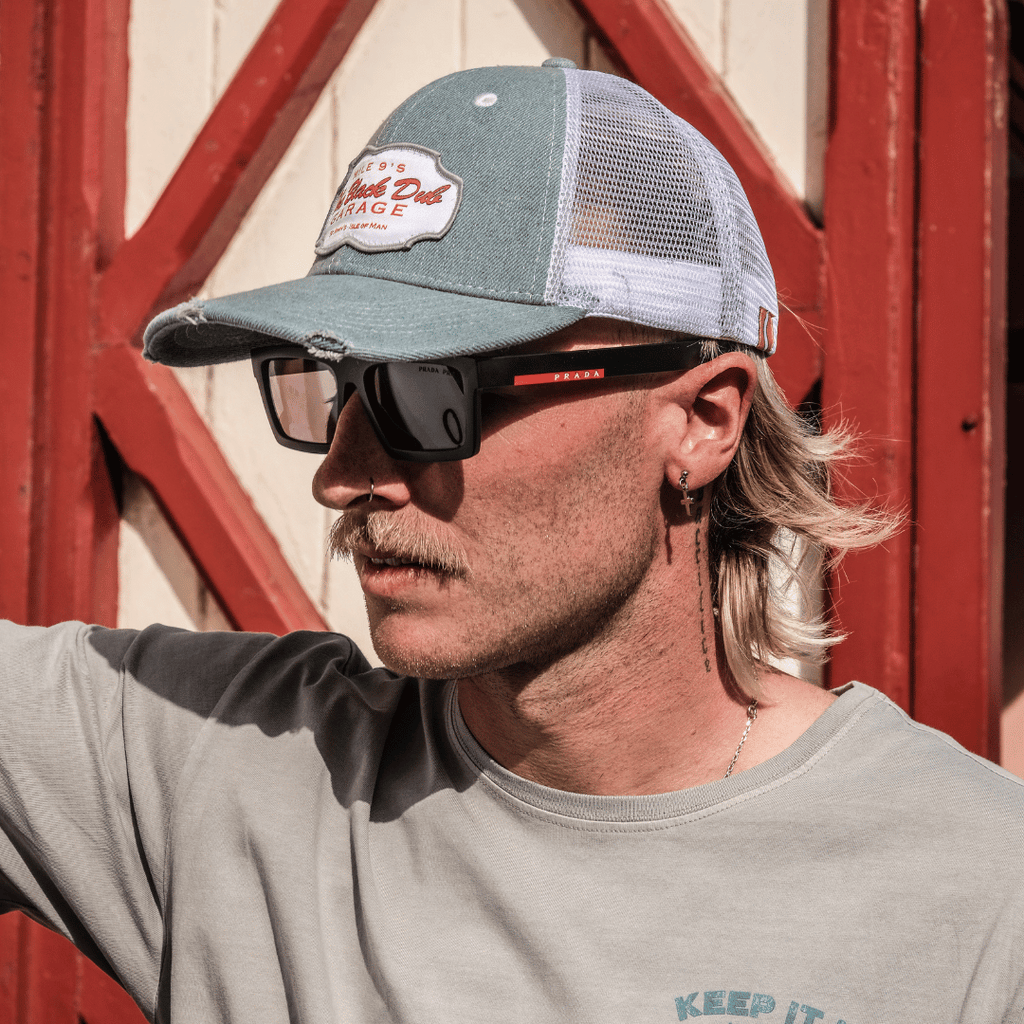 The Black Dub Garage Denim Trucker Hat