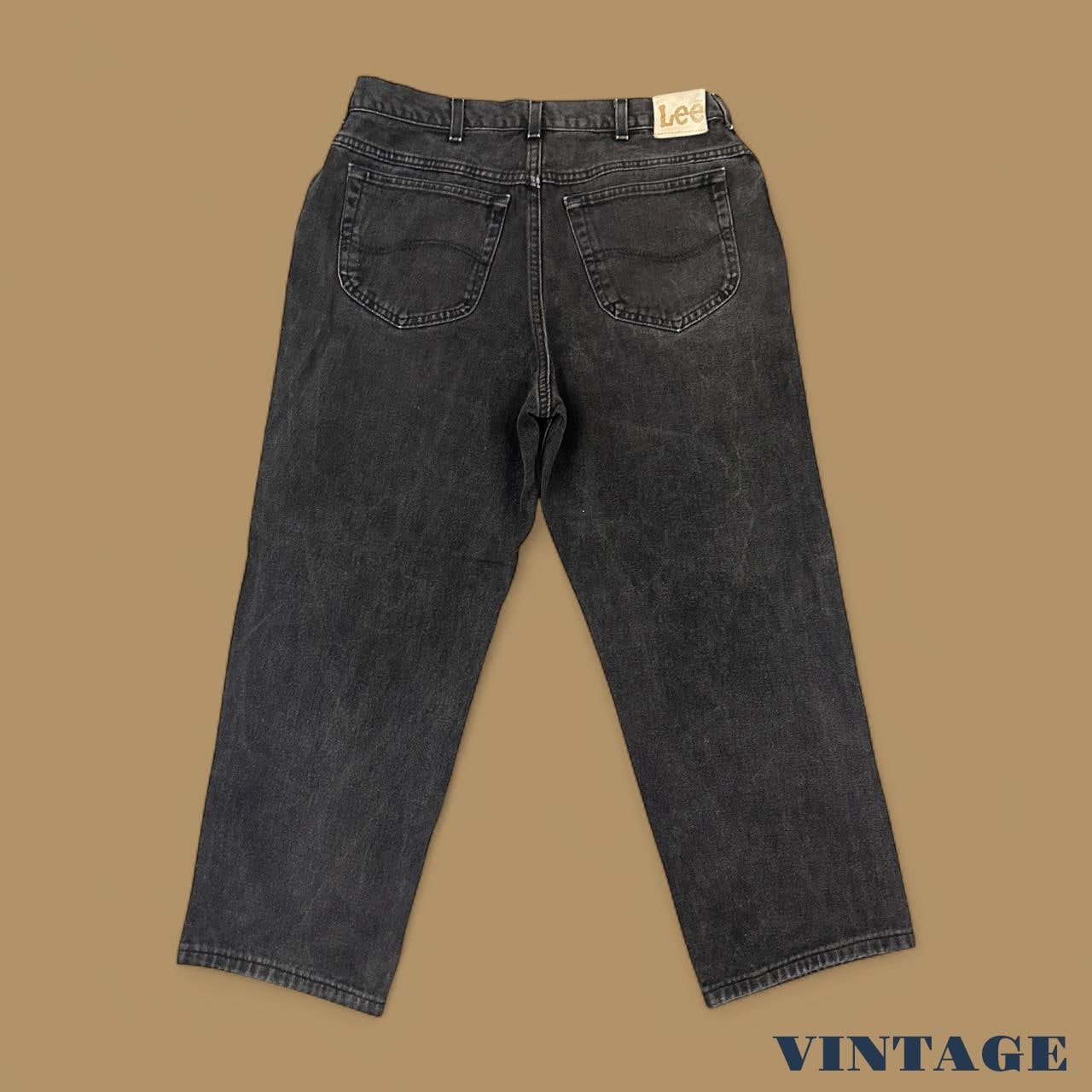Vintage Lee Loose Straight Leg Custom Again Again Jeans Charcoal Black W34 L26