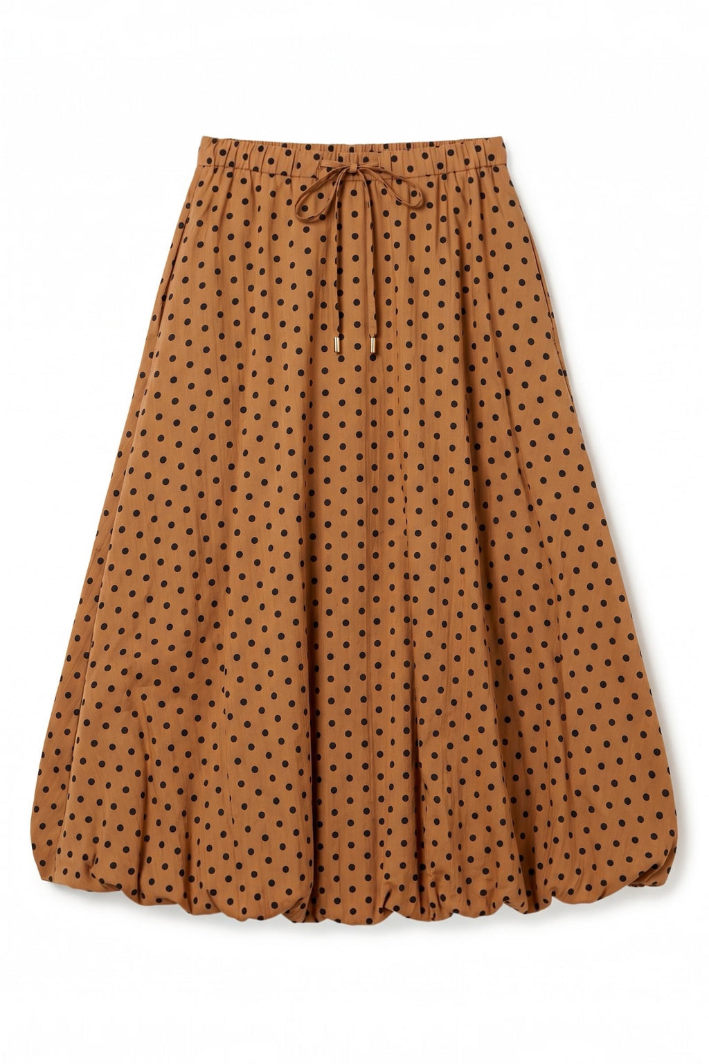 Dixie Spot Print Bubble Hem Midi Skirt - Toffee