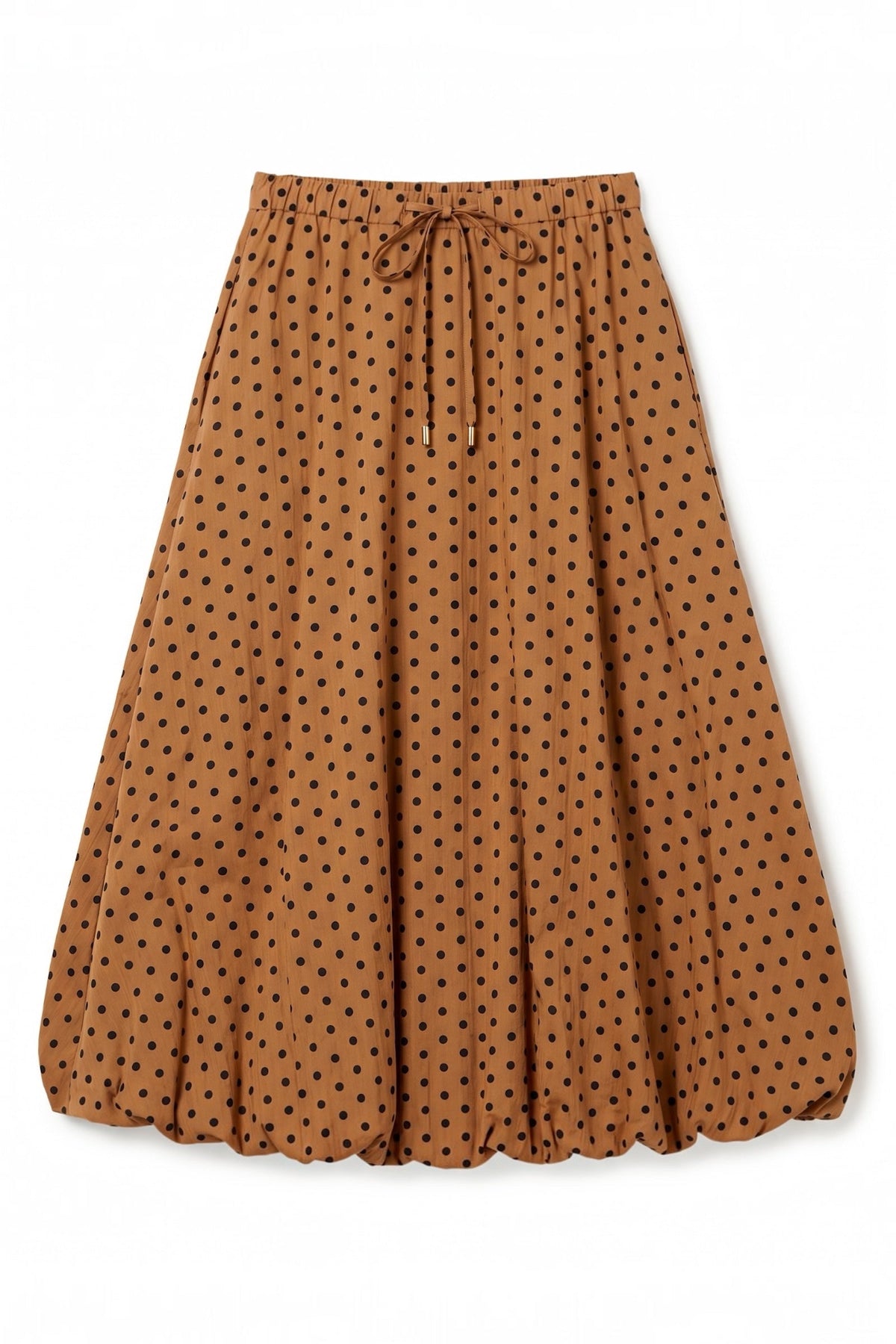 Dixie Spot Print Bubble Hem Midi Skirt - Toffee