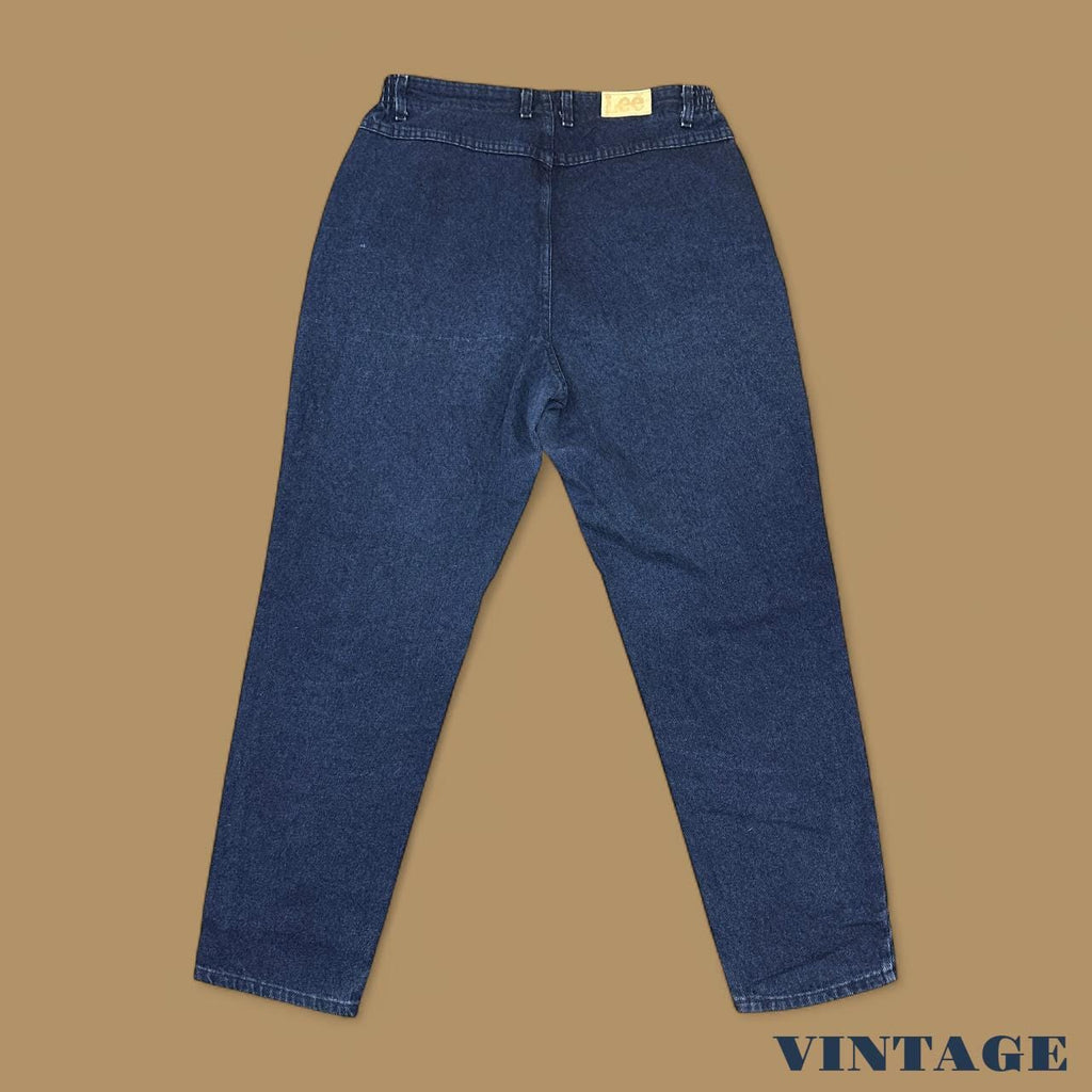 Vintage 90s Lee Elastic Waist Tapered Leg Mom Jeans Dark Blue W33 L30