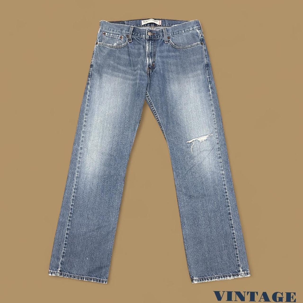 Vintage Levi's 514 Distressed Straight Leg Jeans Mid Blue W34 L32