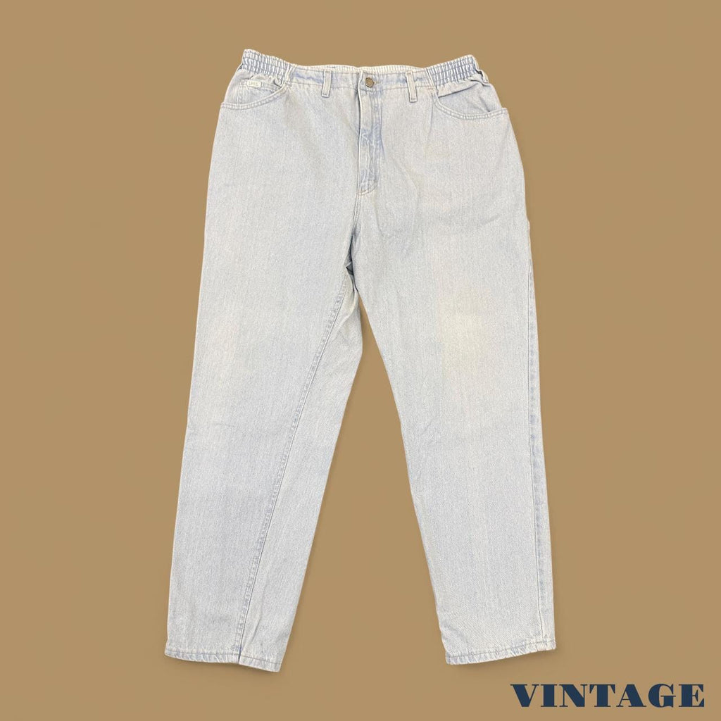 Vintage 90s Lee Elastic Baggy Tapered Leg Jeans Light Blue W36 L30