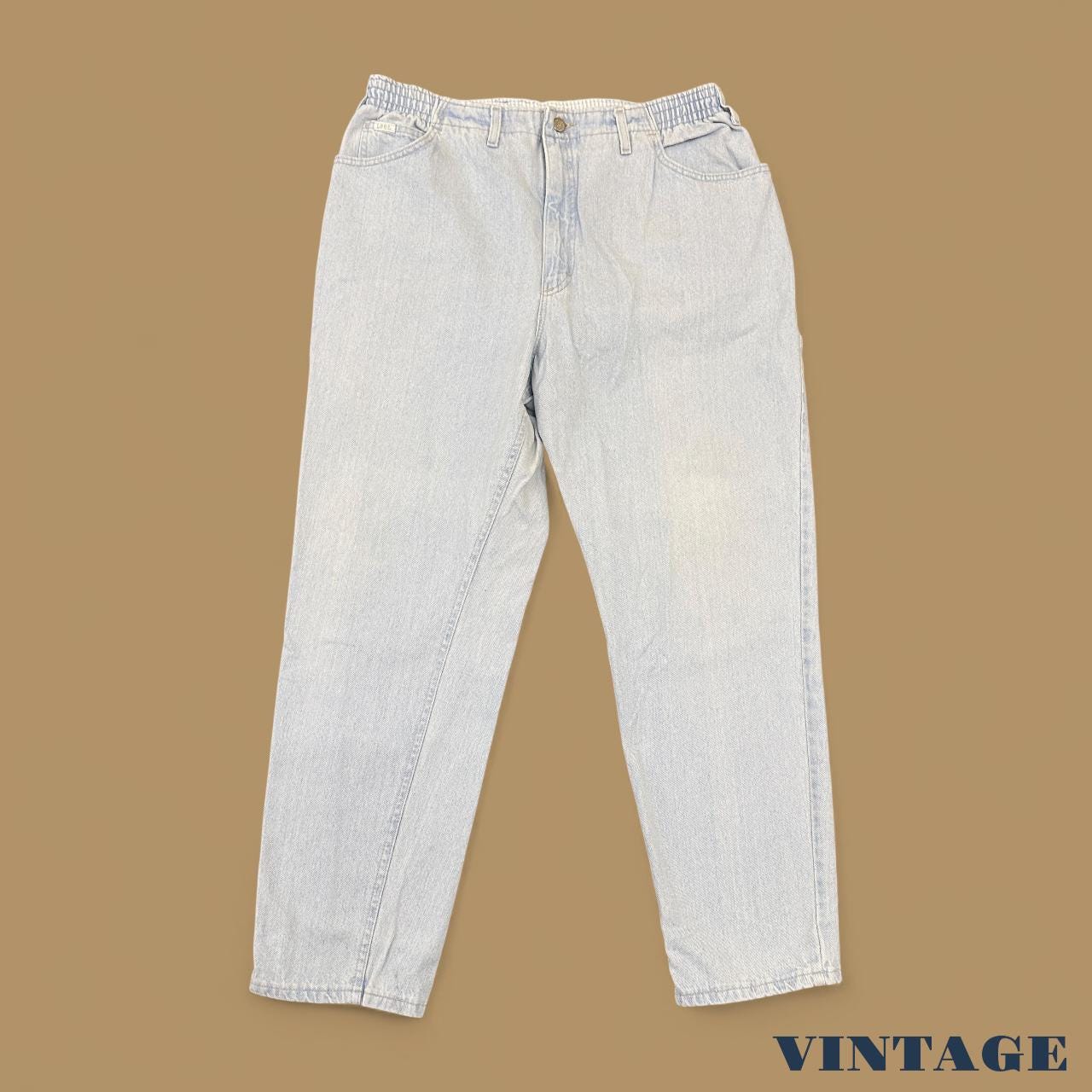 Vintage 90s Lee Elastic Baggy Tapered Leg Jeans Light Blue W36 L30