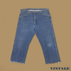 Vintage Wrangler USA Raw Hem Cropped Jeans Mid Blue W38 L23