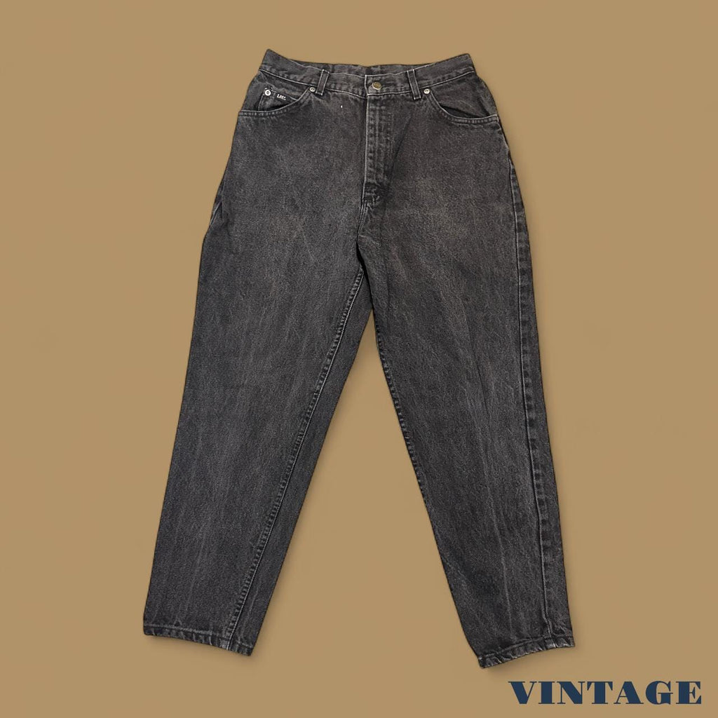 Vintage 90s Lee Tapered Leg Mom Jeans Charcoal Black W29 L26