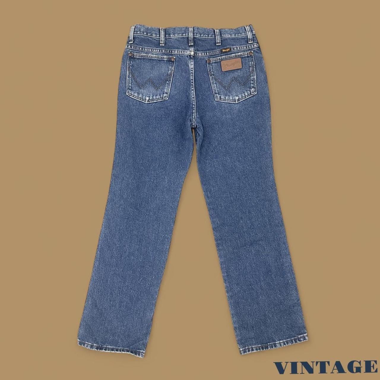 Vintage Wrangler USA Custom Bird Patched Straight Leg Jeans Mid Blue W32 L30