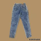 Vintage 90&#39;s Lee Tapered Leg Acid Wash Mom Jeans Mid Blue W26 L30