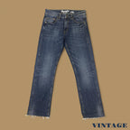 Vintage Wrangler Raw Hem Slim Straight Leg Ankle Jeans Dark Blue W31 L30