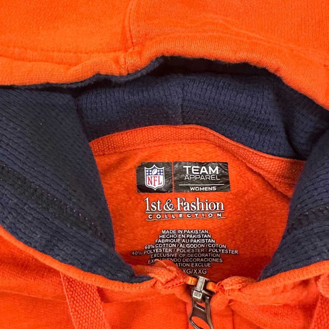 Vintage Reebok NFL Denver Broncos Zip Up Hoodie Orange XXL