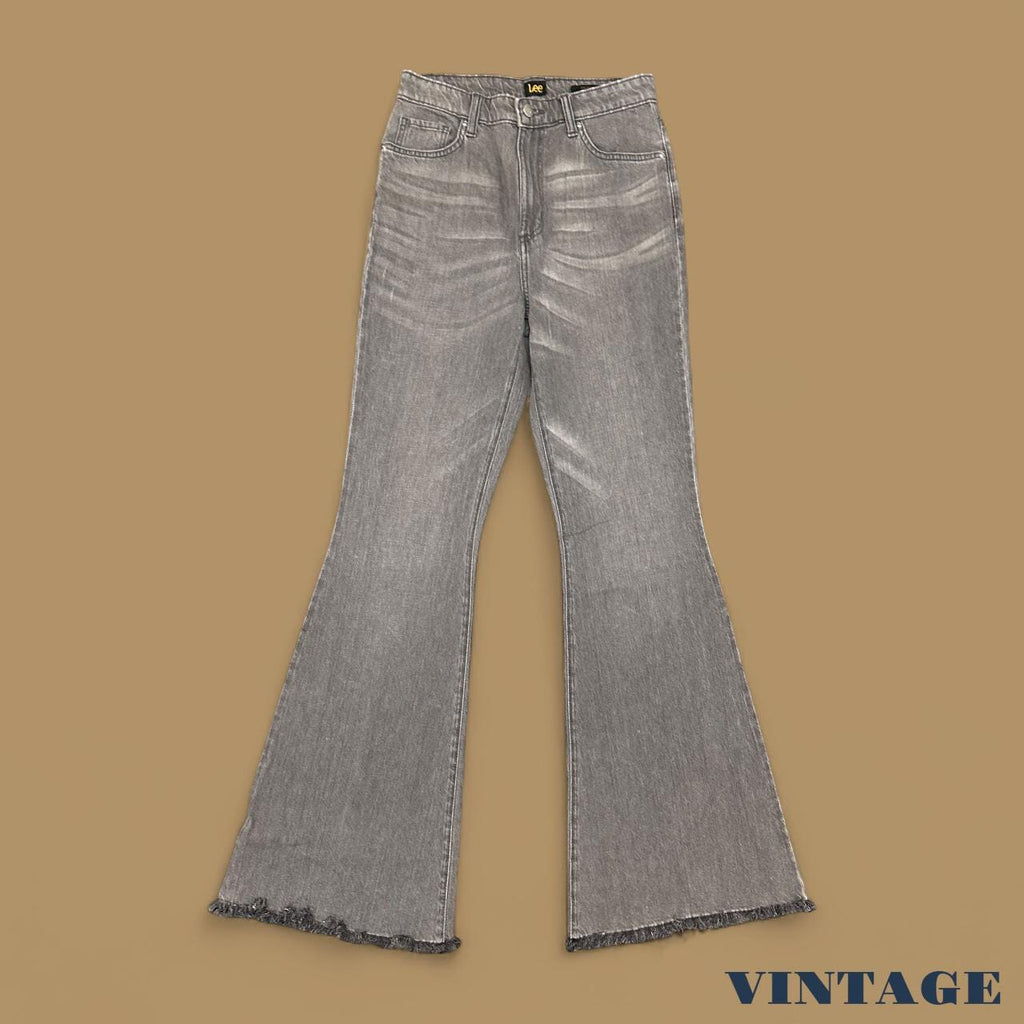Vintage 90&#39;s Lee High Rise Flared Leg Jeans Light Grey W28 L32