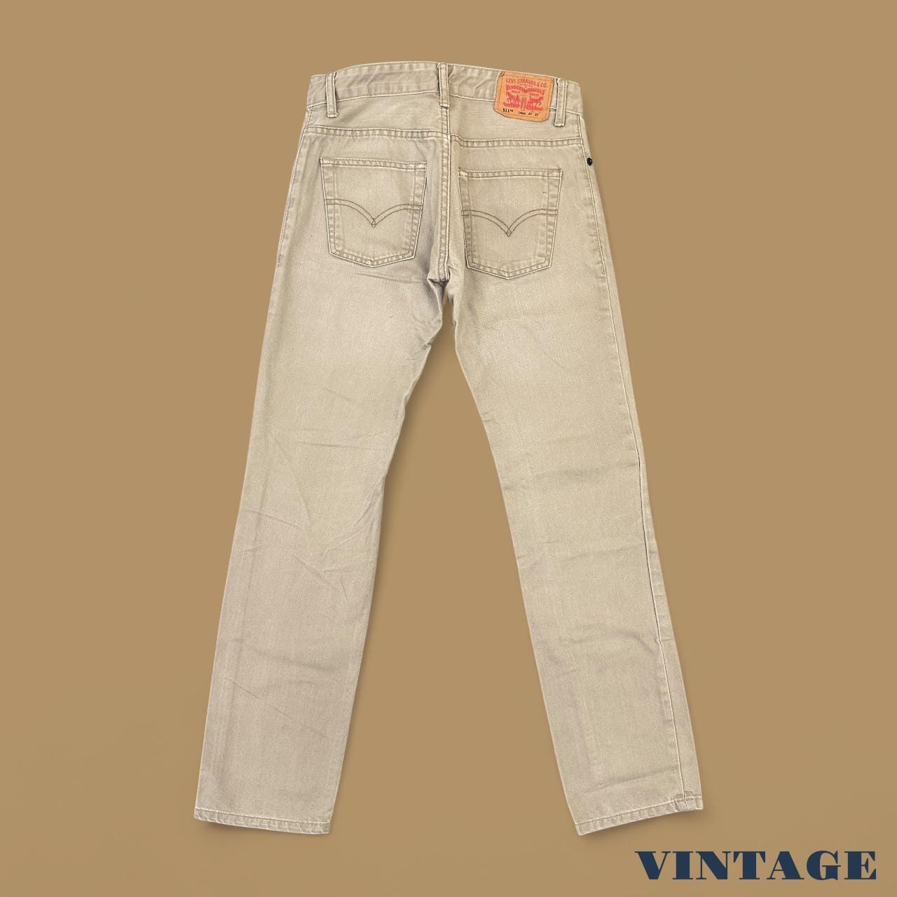 Vintage Levi's 511 Slim Straight Leg Boyfriend Jeans Beige W27 L27