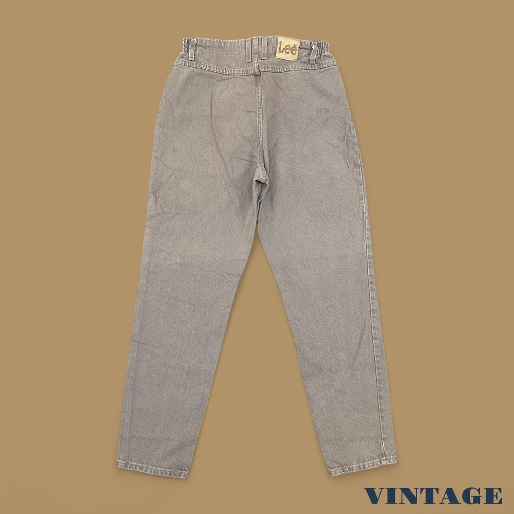 Vintage 90s Lee Elastic Waist Tapered Leg Mom Jeans Beige W30 L30