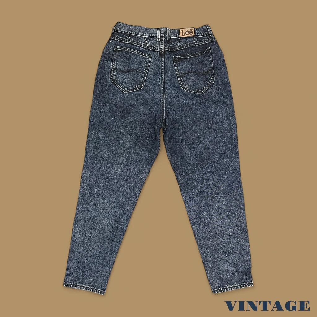Vintage 80&#39;s Lee Tapered Leg Mom Jeans Acid Wash Dark Blue W31 L30