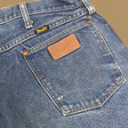 Vintage Wrangler Raw Hem Straight Leg Jeans Mid Blue W42 L28