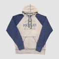 Vintage Two-Tone UOM Michigan College Raglan Hoodie Grey/Blue XL