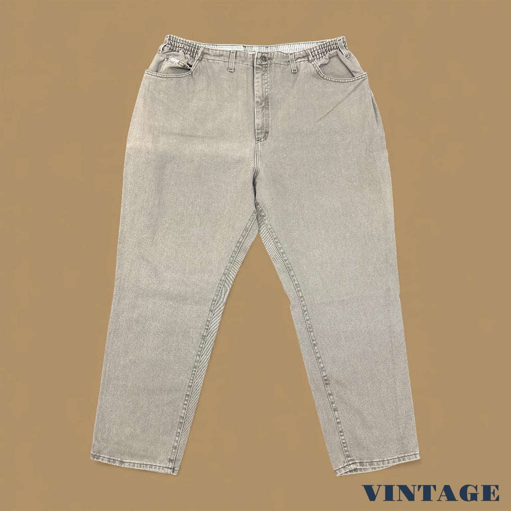 Vintage 90s Lee Elastic Waist Tapered Leg Mom Jeans Beige W40 L30