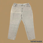 Vintage 90s Lee Elastic Waist Tapered Leg Mom Jeans Beige W40 L30