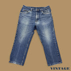 Vintage Lee Cropped Straight Leg Jeans Dark Blue W34 L24