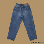 Vintage 90&#39;s Lee Tapered Leg Raw Hem Mom Jeans Dark Blue W27 L26