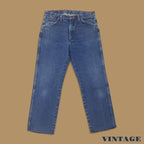Vintage Wrangler USA Raw Hem Straight Leg Ankle Jeans Dark Blue W34 L28