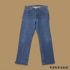Vintage Wrangler USA Raw Hem Straight Leg Ankle Jeans Dark Blue W35 L31