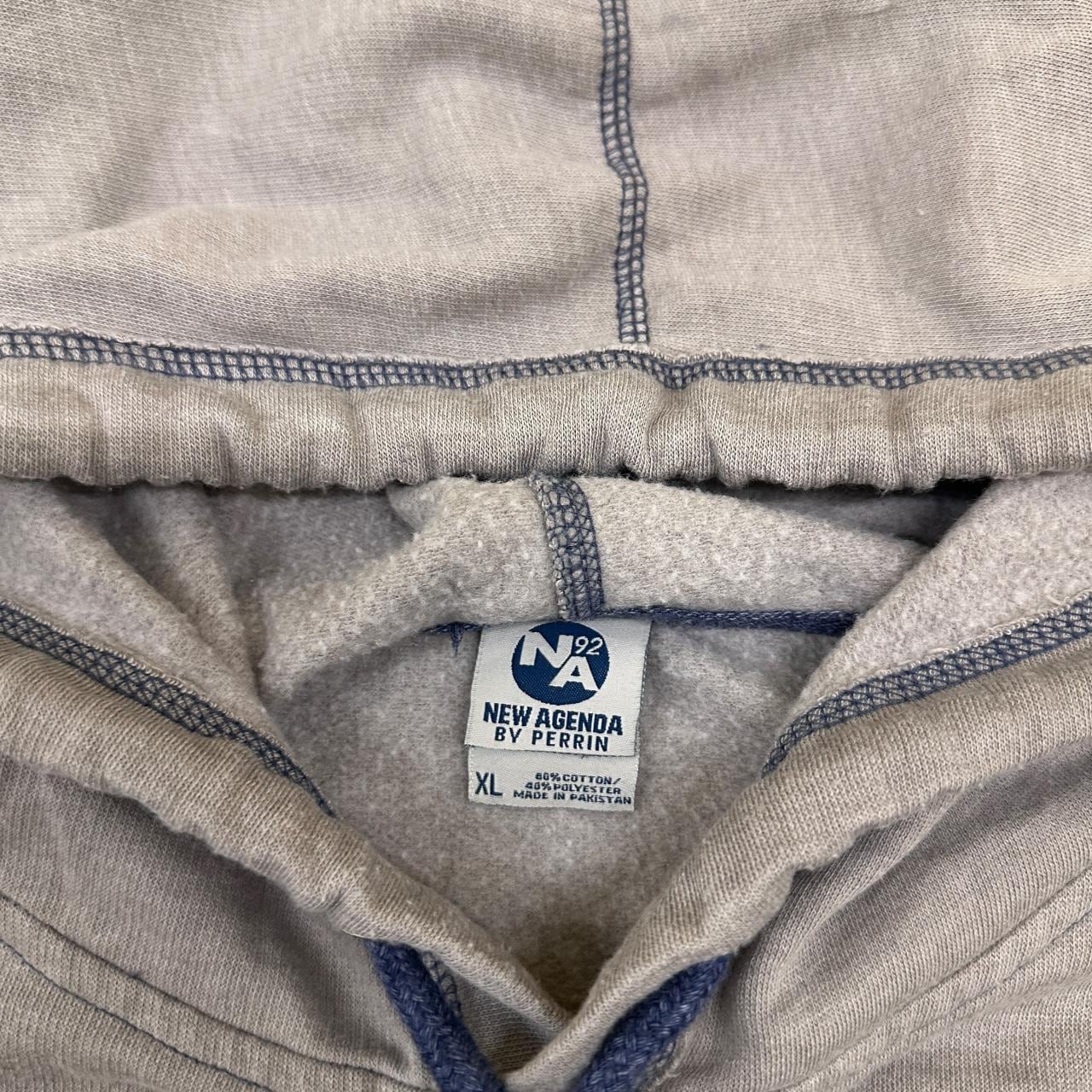 Vintage Two-Tone UOM Michigan College Raglan Hoodie Grey/Blue XL