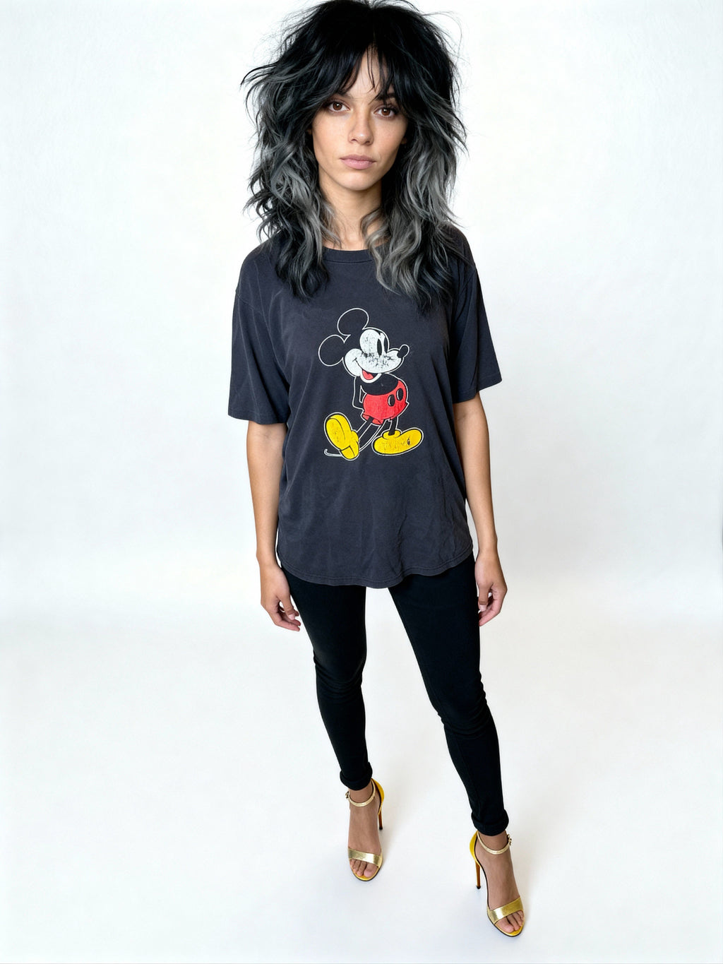 Original Vintage 1980's Mickey Mouse Black T Shirt UK 8 - 12