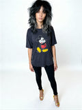 Original Vintage 1980's Mickey Mouse Black T Shirt UK 8 - 12