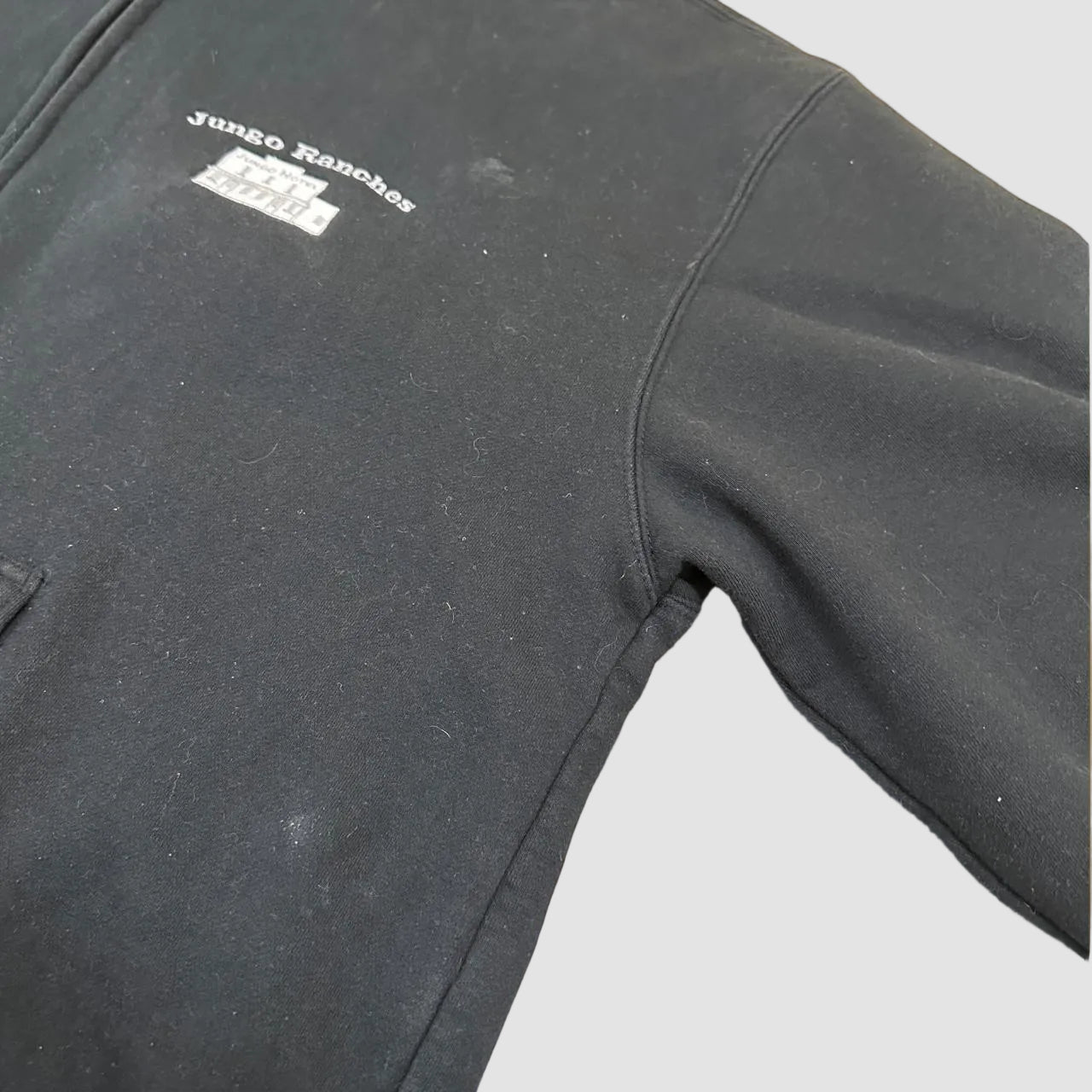 Vintage Jungo Ranches Zip Up Embroidered Thick Lined Hoodie Black XXL
