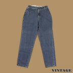Vintage 90s Lee Elastic Waist Tapered Leg Mom Jeans Dark Blue W30 L30