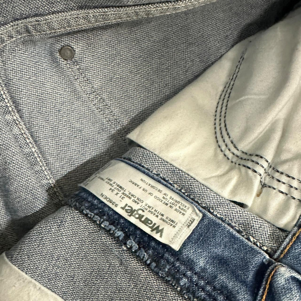 Vintage Wrangler USA Raw Hem Straight Leg Cropped Jeans Mid Blue W30 L24