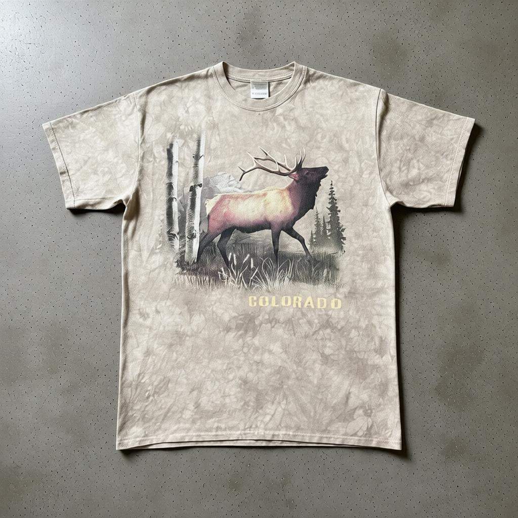 Vintage Colorado Elk T-Shirt Beige Medium