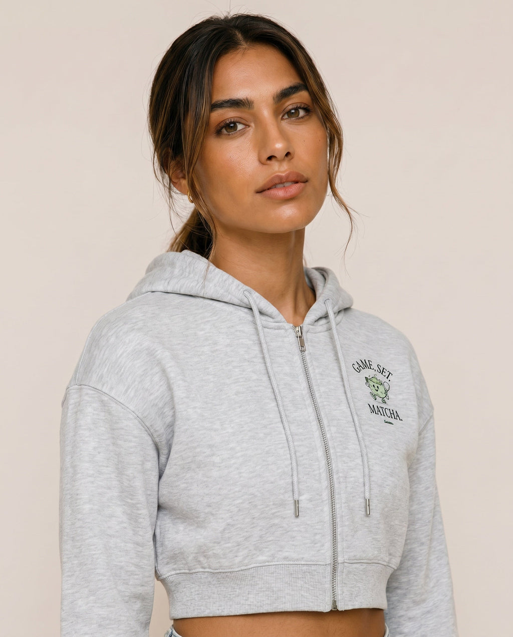 Game, Set, Matcha Cropped Hoodie