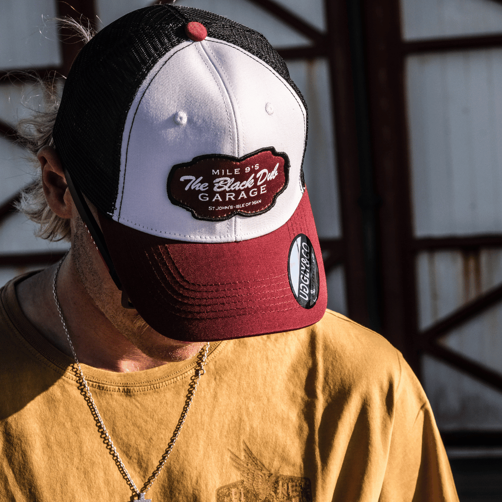 Burgundy Black Dub Garage Trucker Hat