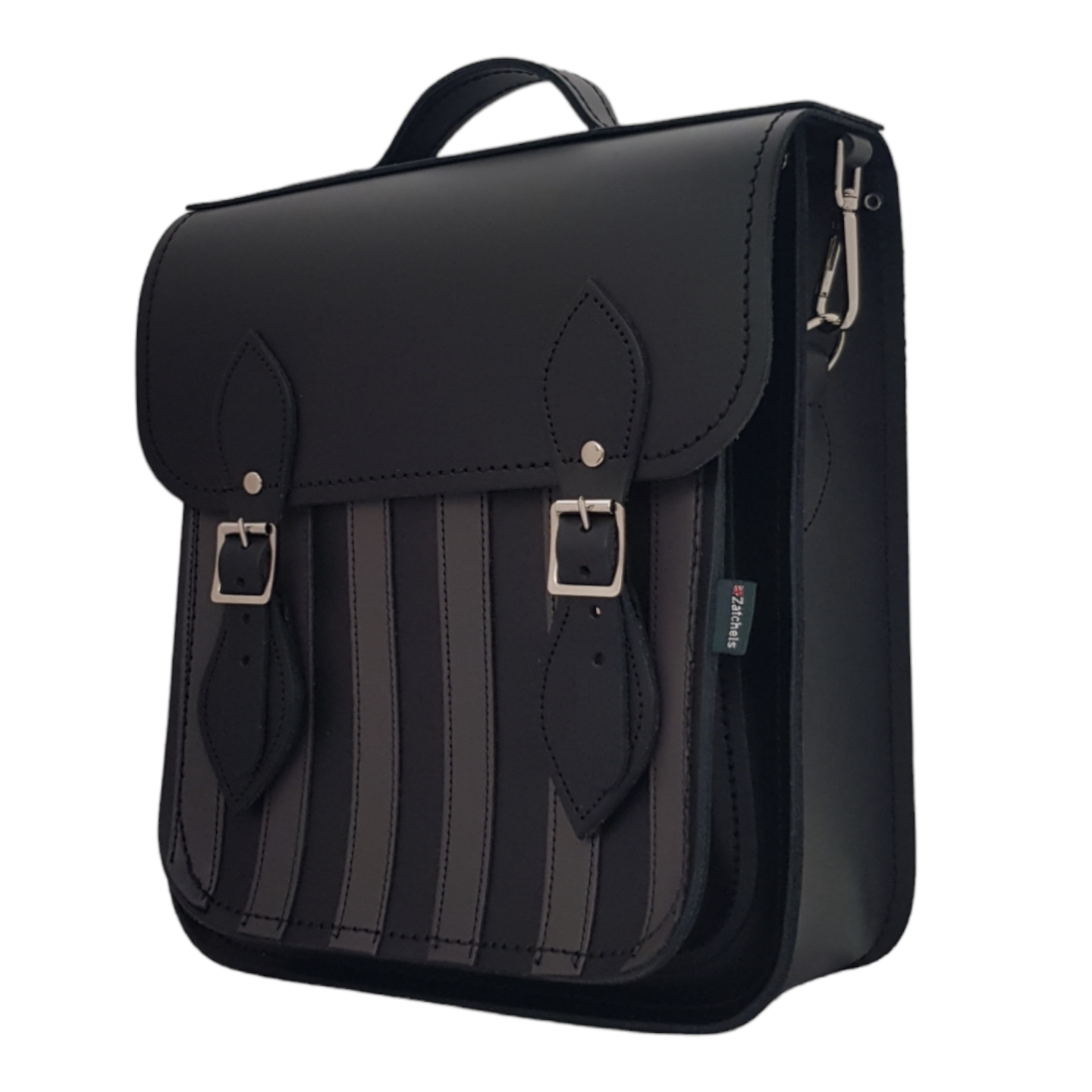 Handmade Leather City Backpack - Gothic Striped Grey & Black