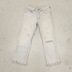 Vintage Lee Frayed & Distressed Straight Leg Jeans Grey W32 L27