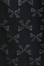 Iris Bow Black Jacquard White Embroidered Collar Midi Dress