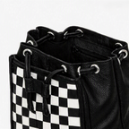 Soft Leather Backpack - Black & White Checkerboard